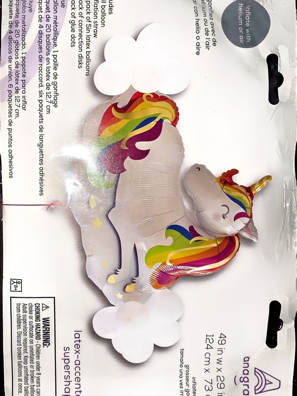 Unicorn Foil Balloon with Rainbow Mane